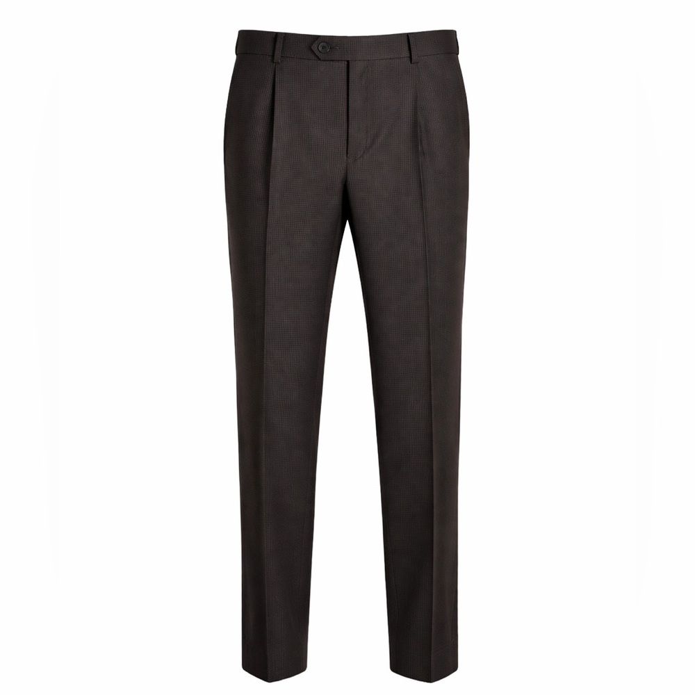 Ralph Ralph Lauren Espresso Micro Check Dress Pants 36x30 Pleated Stretch